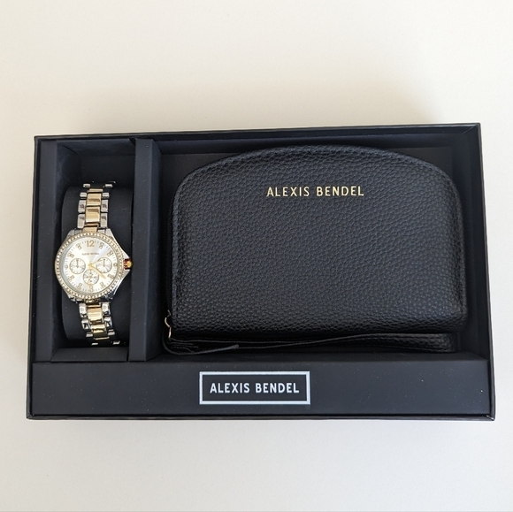 Alexis Bendel Analog Two-Tone Silver Gold Tone Crystal 38 mm Watch & Wallet - Picture 2 of 9